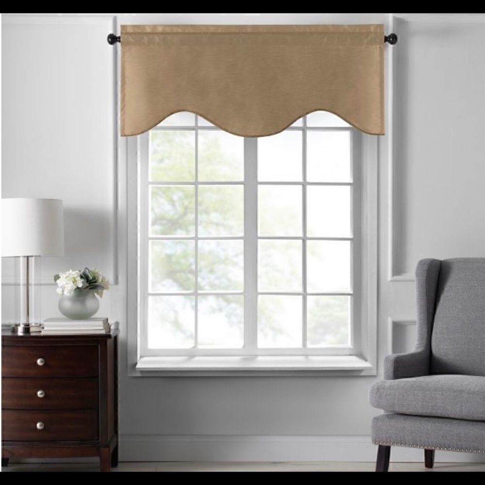 Colette Faux Silk Scalloped Window Valance - 50" x 21" gold
